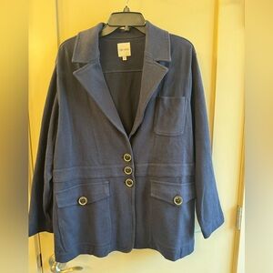 NIC+ZOE Navy Blazer with Button Accents